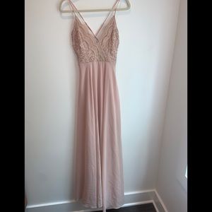 Blush Spaghetti Strap Maxi Formal Dress